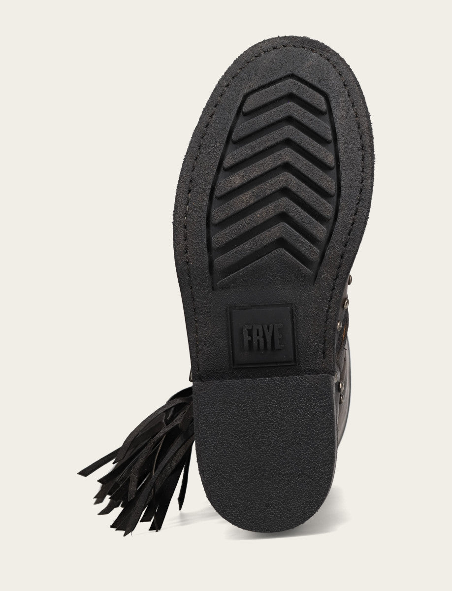 Frye Smart Buy - Women's Black Viv Fringe Engineer Boot