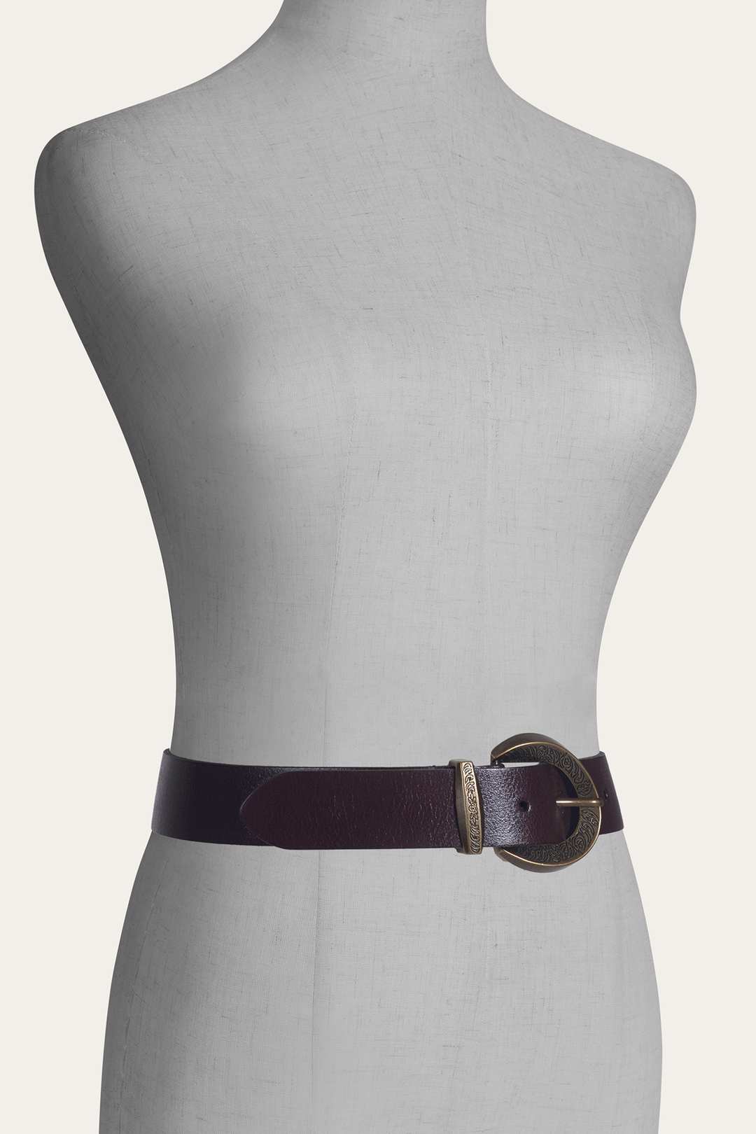 Frye Signature - Brown 35mm Engraved Buckle Belt