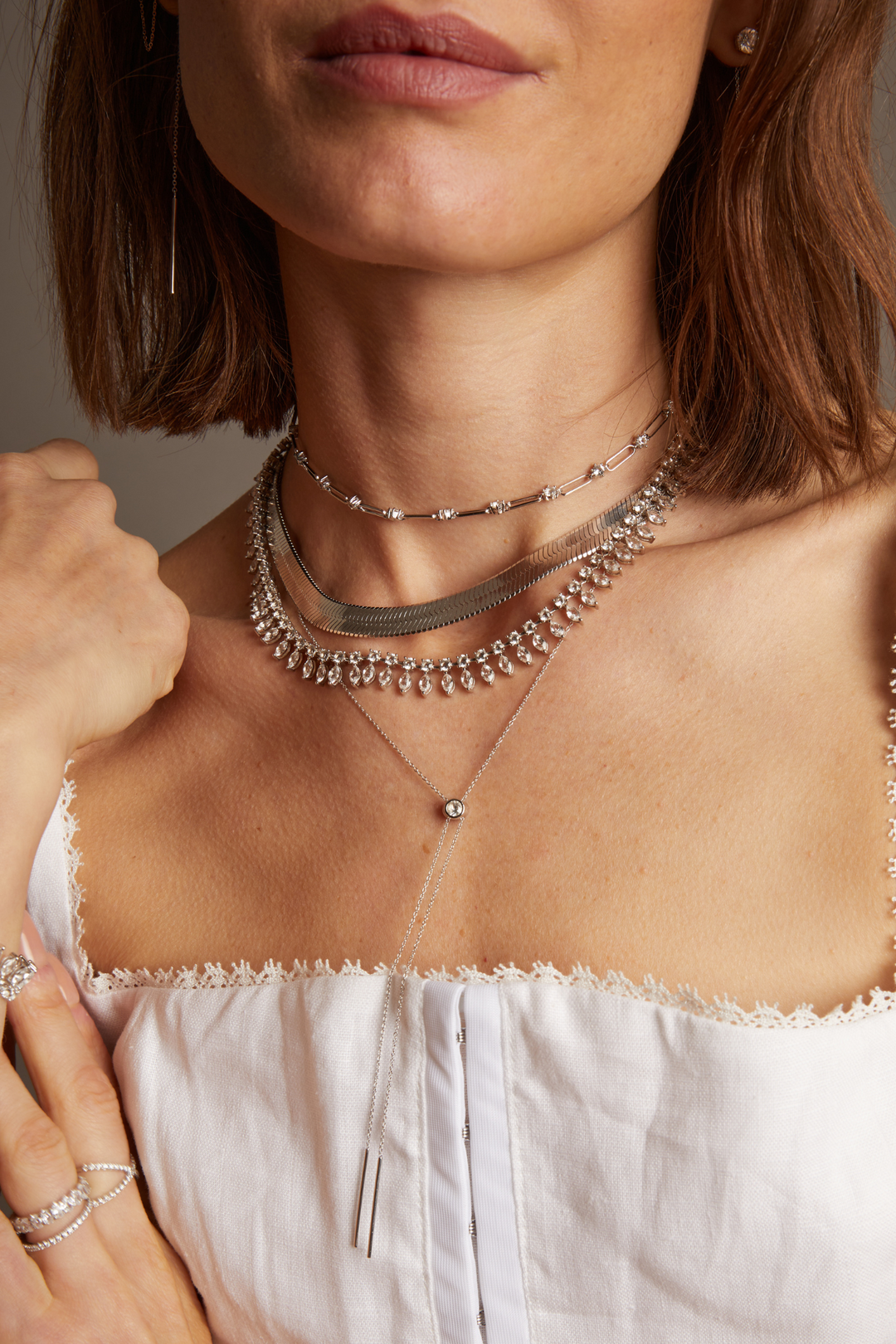 Frye Customer Favorite - Women’s Lab Grown White Sapphire Bolo Necklace | Aurate x The Frye Company