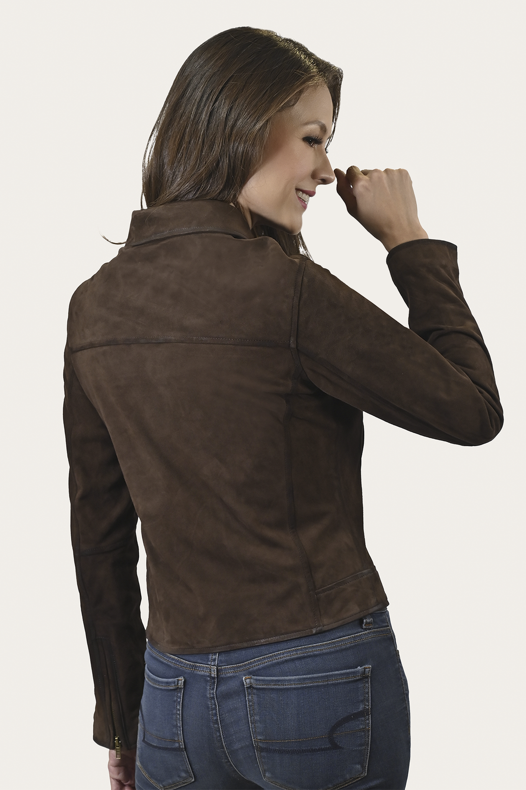 Frye New - Women’s Dark Brown Clive Elegant Suede Biker Jacket
