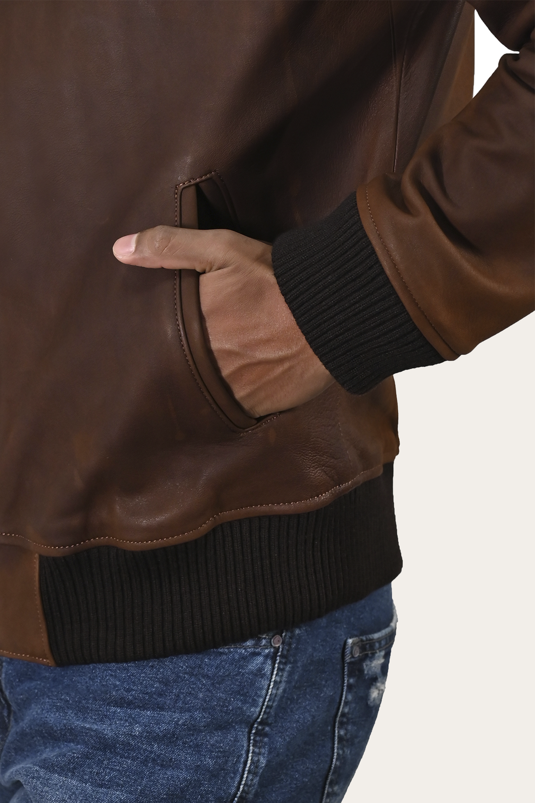 Frye Essential - Men’s Cognac Clay Leather Bomber Jacket