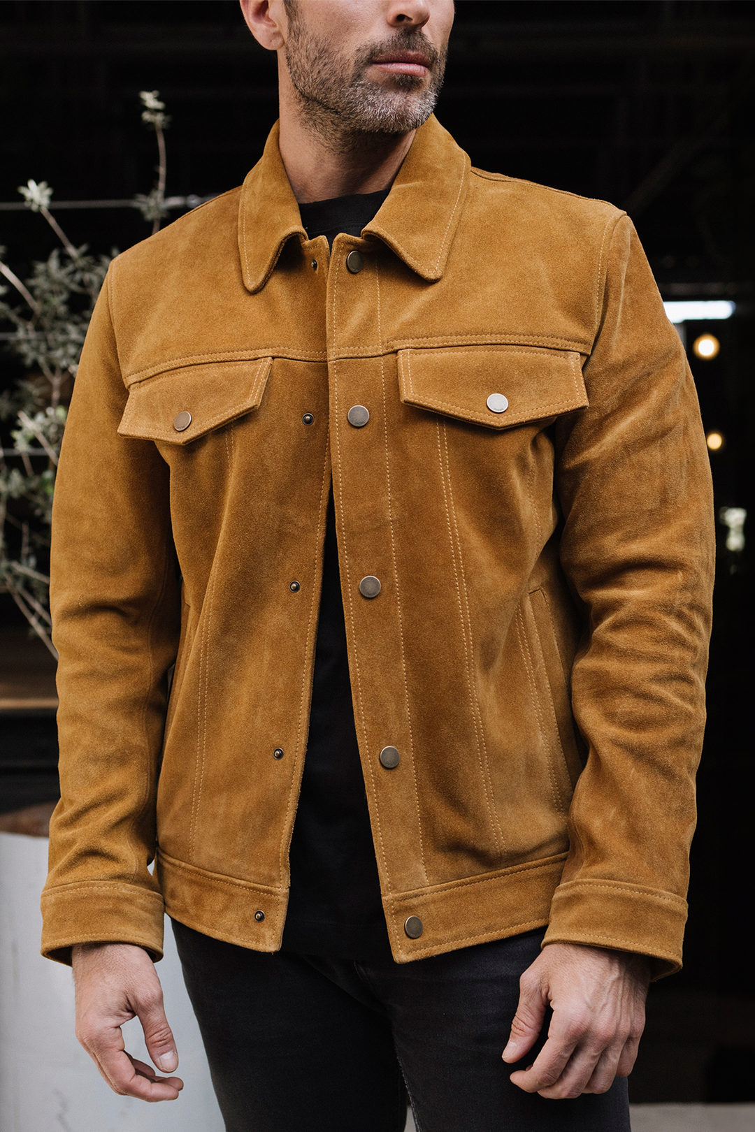 Frye Special Offer - Men’s Tan Trailblazer Trucker Suede Jacket