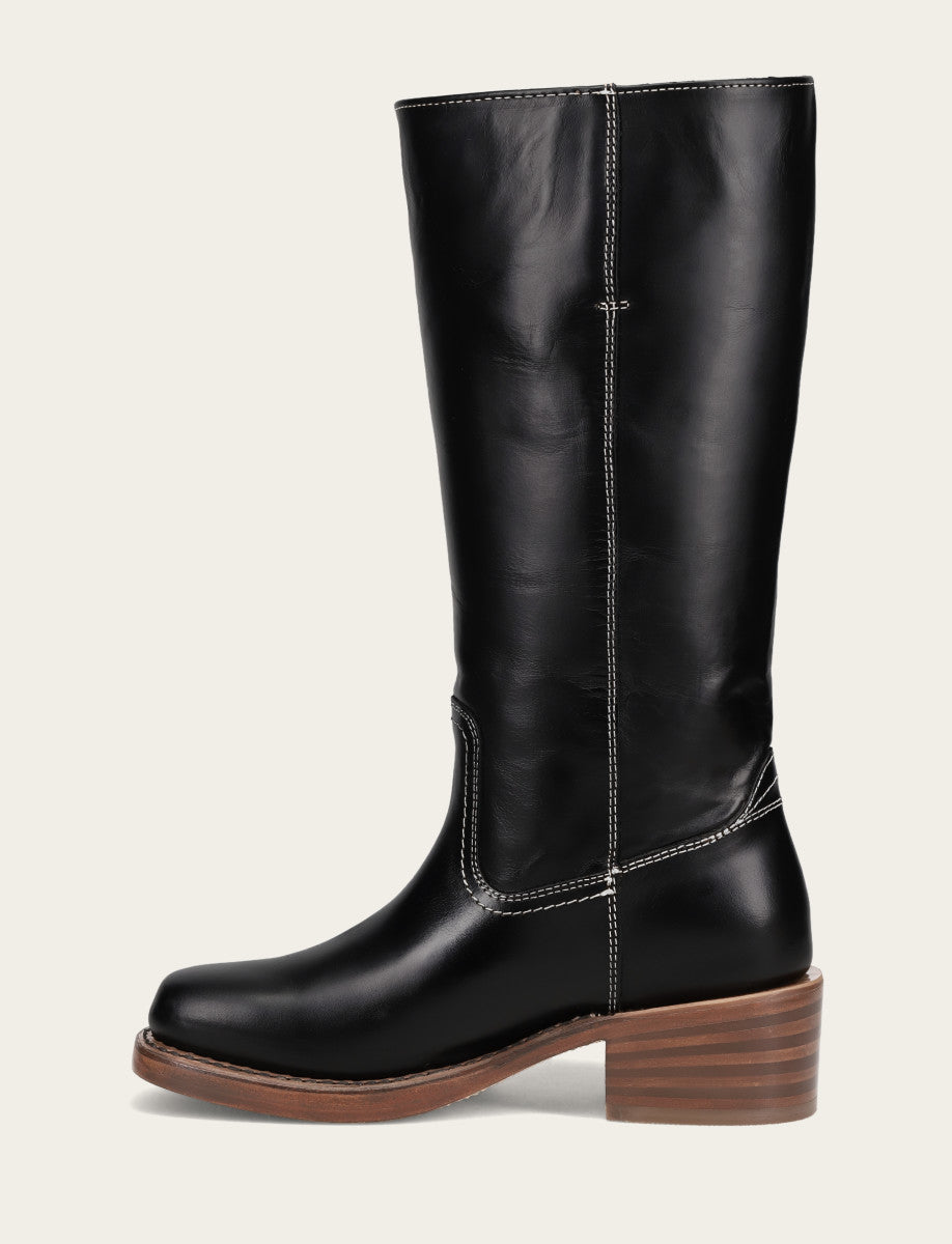 Frye Top Pick - Women's Campus 14L Jet Black Wide Calf Boots