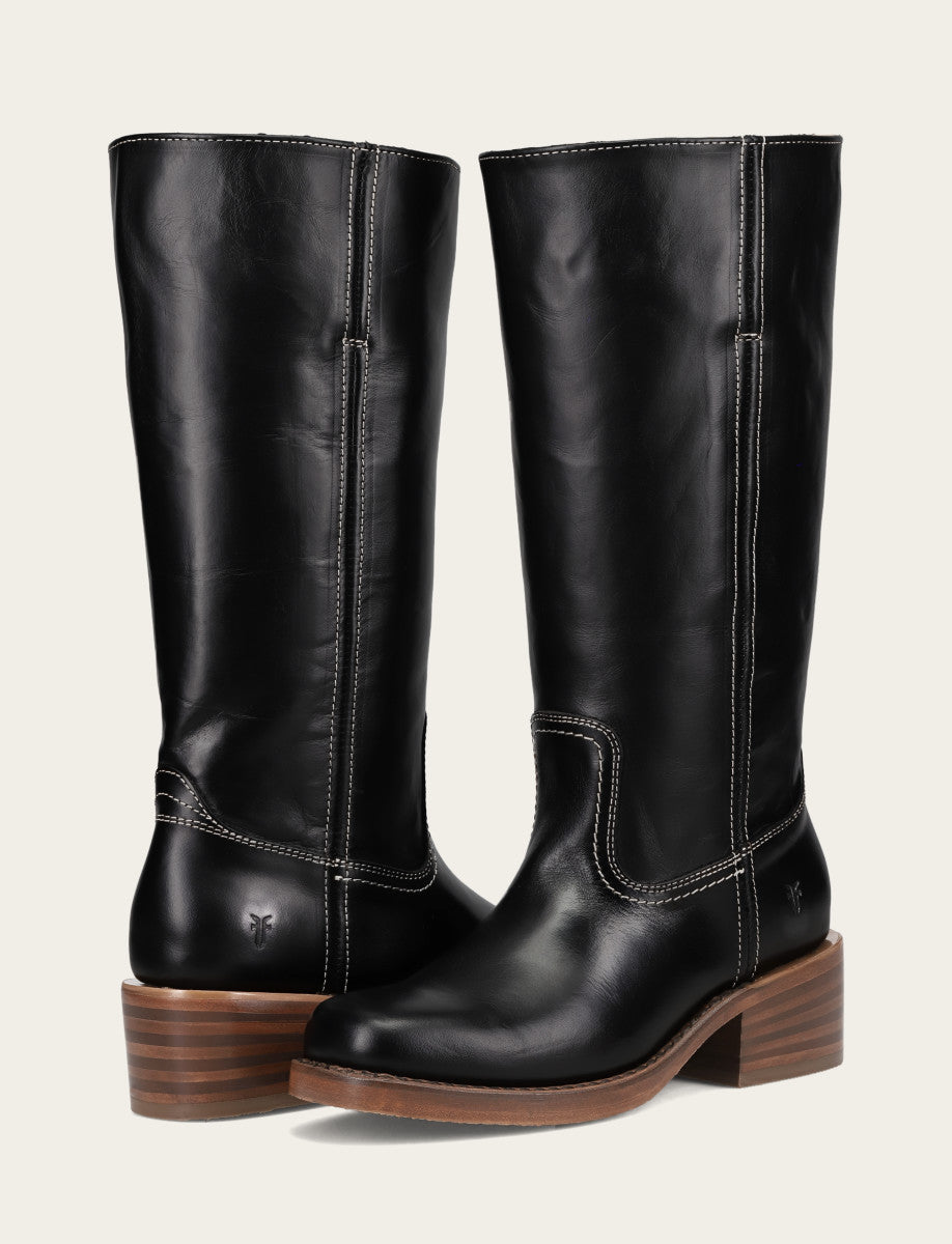 Frye Top Pick - Women's Campus 14L Jet Black Wide Calf Boots