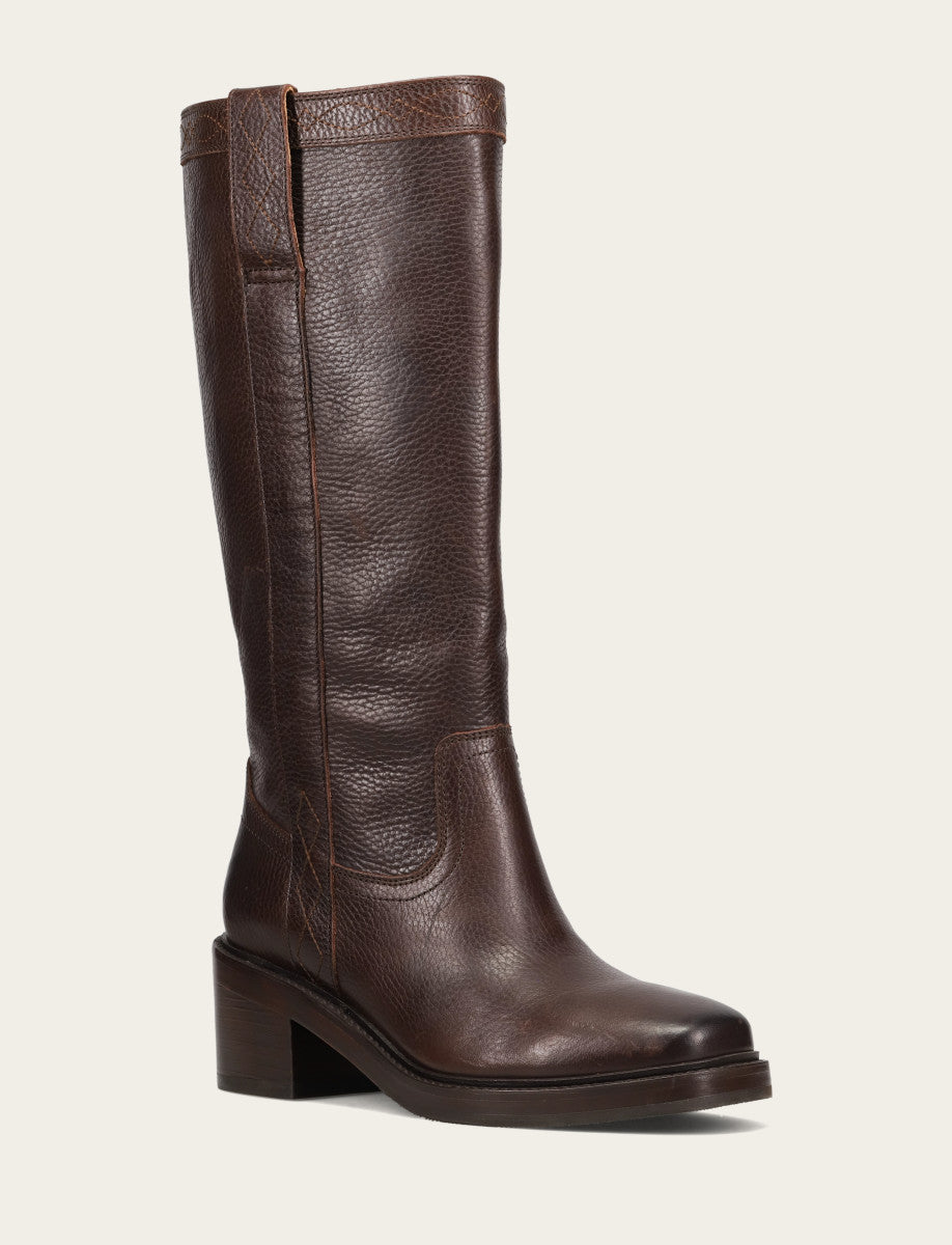 Frye Value - Women's Dark Brown Kate Pull On Wide Calf Tall Boots