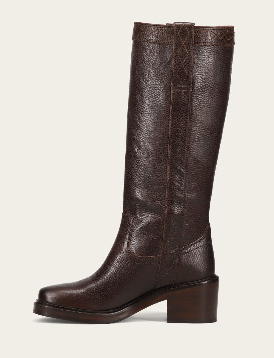 Frye Value - Women's Dark Brown Kate Pull On Wide Calf Tall Boots