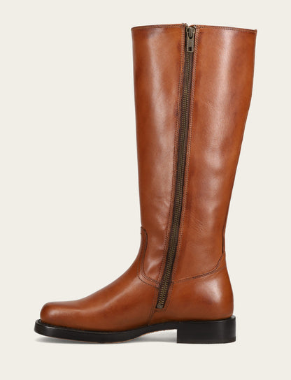Frye Hot Sale - Women's Cognac Campus Low Heel Tall Riding Wide Calf Boot