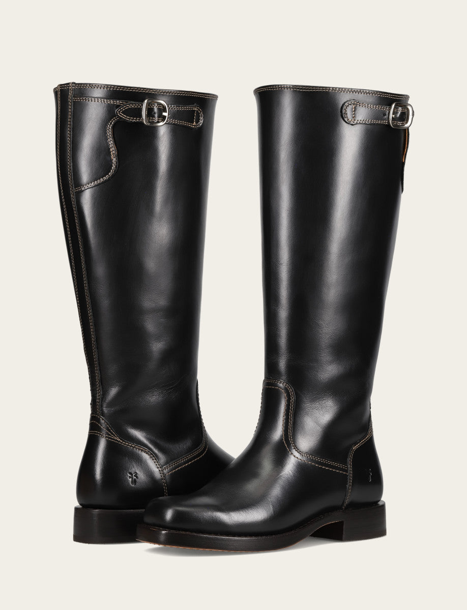 Frye Recommended - Women's Black Campus Low Heel Tall Riding Wide Calf Boot