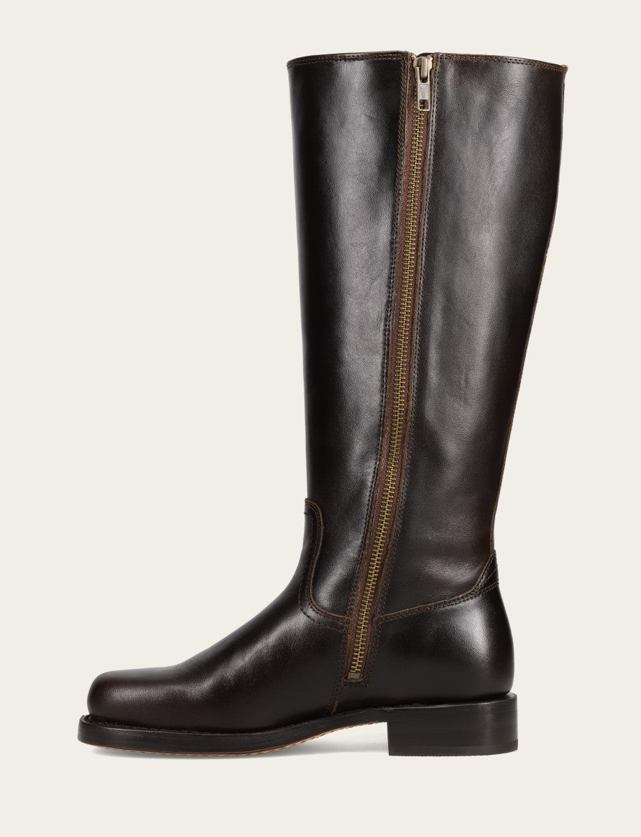 Frye Essential - Women's Bourbon Campus Low Heel Tall Riding Wide Calf Boot