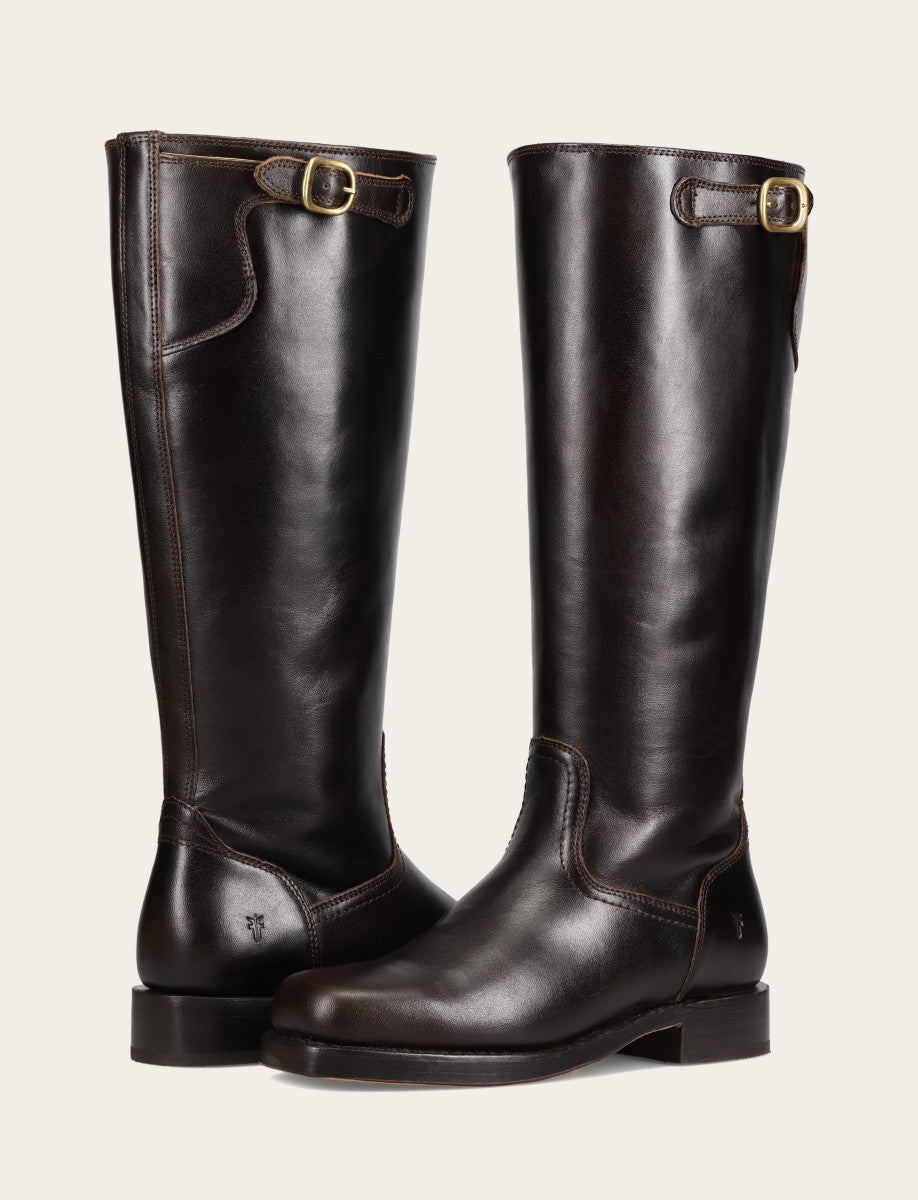 Frye Essential - Women's Bourbon Campus Low Heel Tall Riding Wide Calf Boot