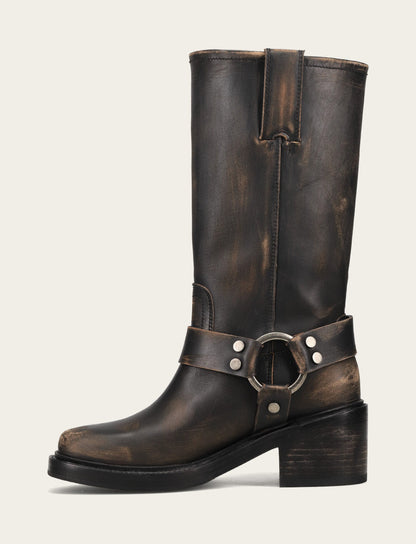 Frye Hot Sale - Women's Distressed Black Kate Harness Boot