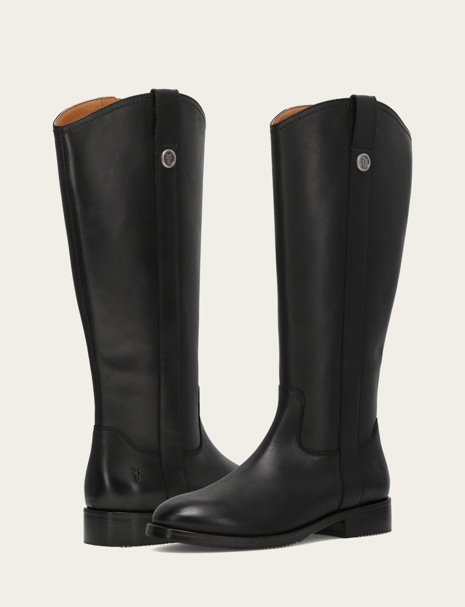 Frye Latest - Women's Black Melissa Button Tall Inside Zip Wide Calf Boot