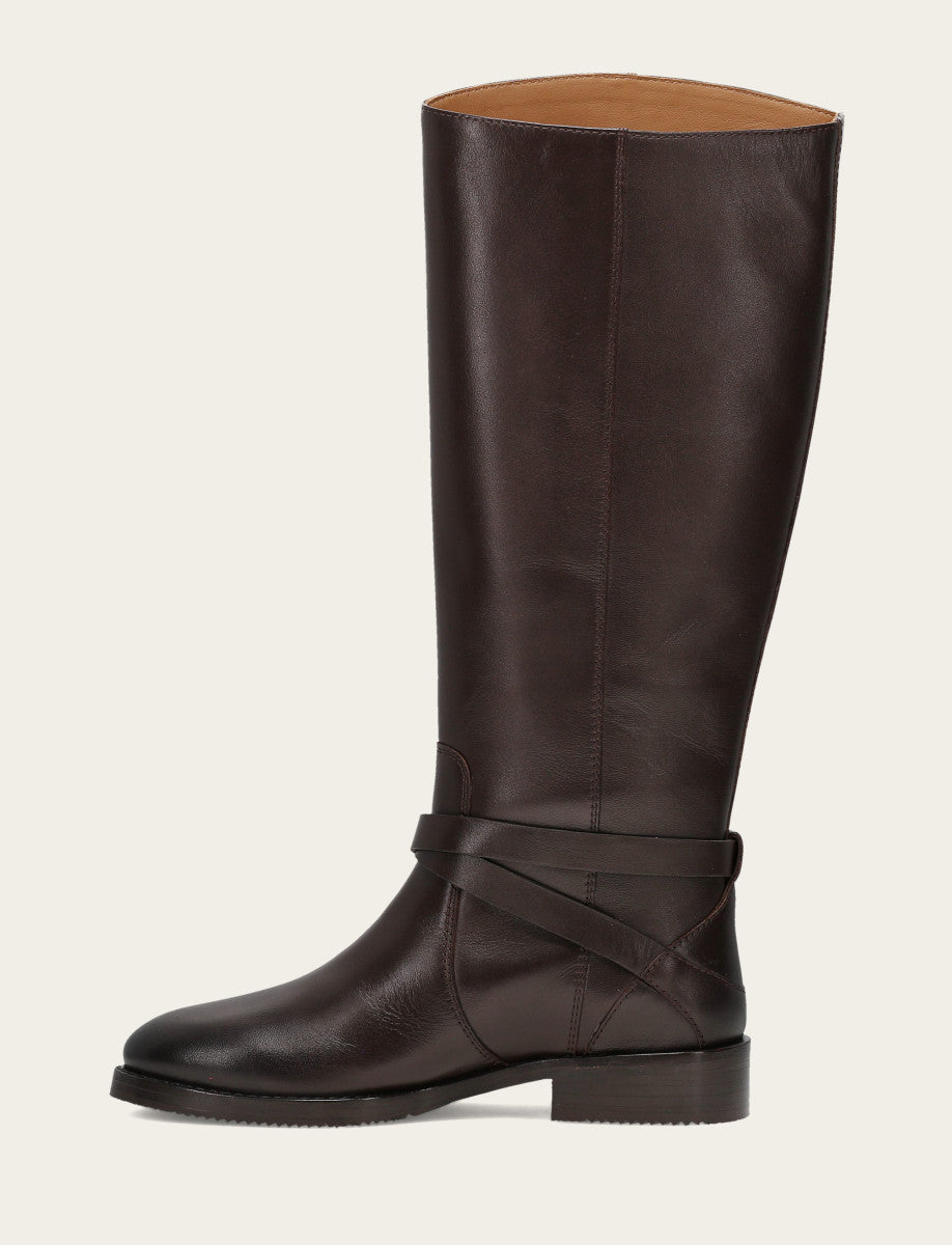 Frye Value - Women's Dark Brown Melissa Belted Riding Boot