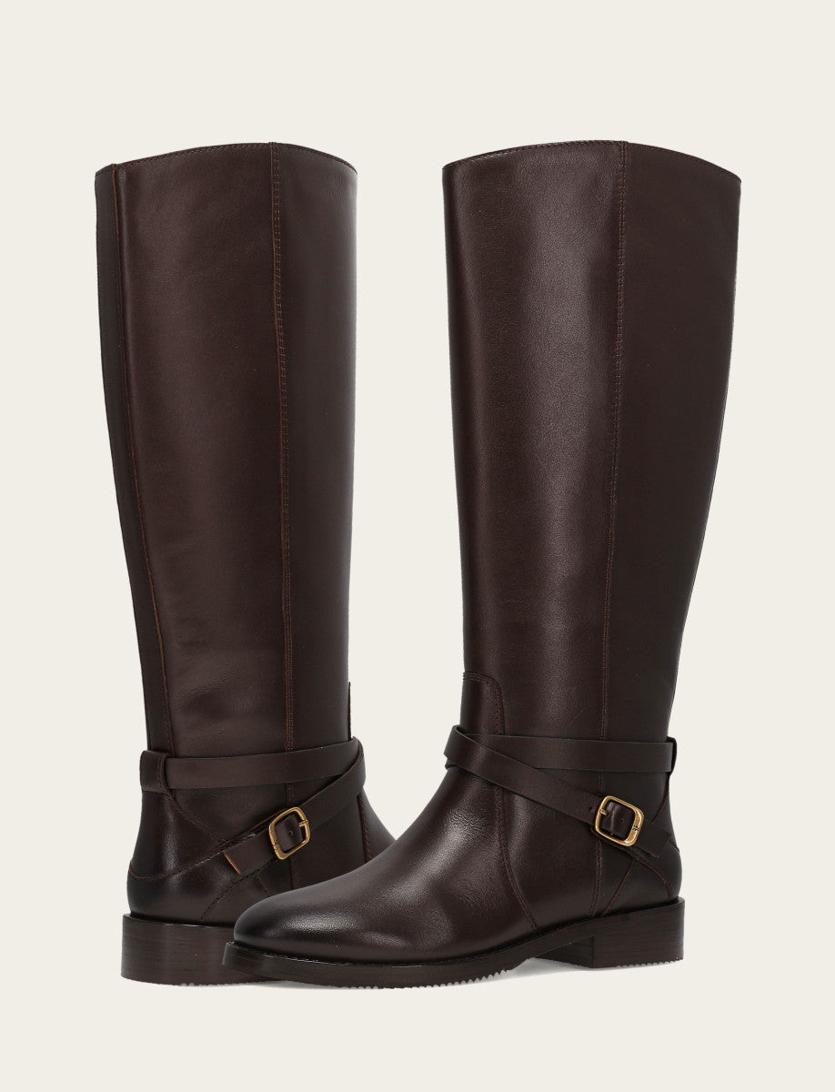 Frye Value - Women's Dark Brown Melissa Belted Riding Boot