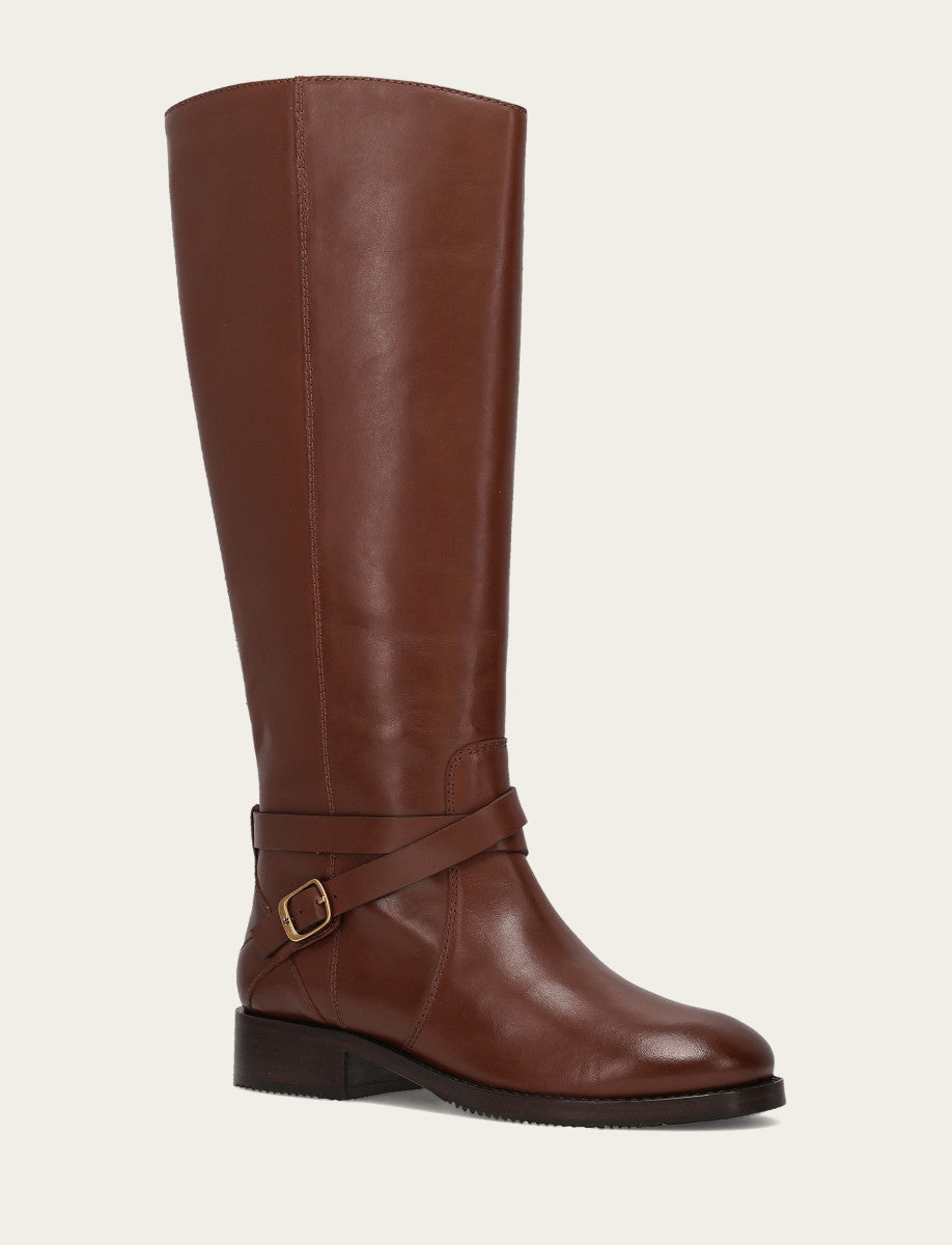 Frye Recommended - Women's Walnut Melissa Belted Riding Wide Calf Boot