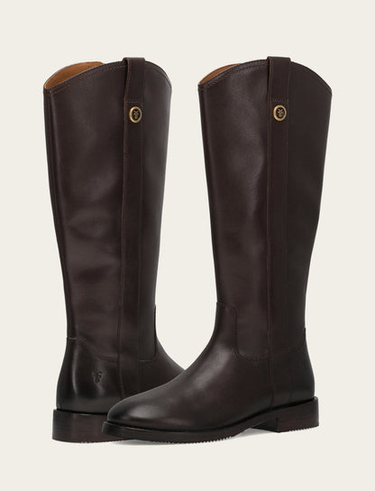 Frye Best Seller - Women's Dark Brown Melissa Button Tall Inside Zip Wide Calf Boot