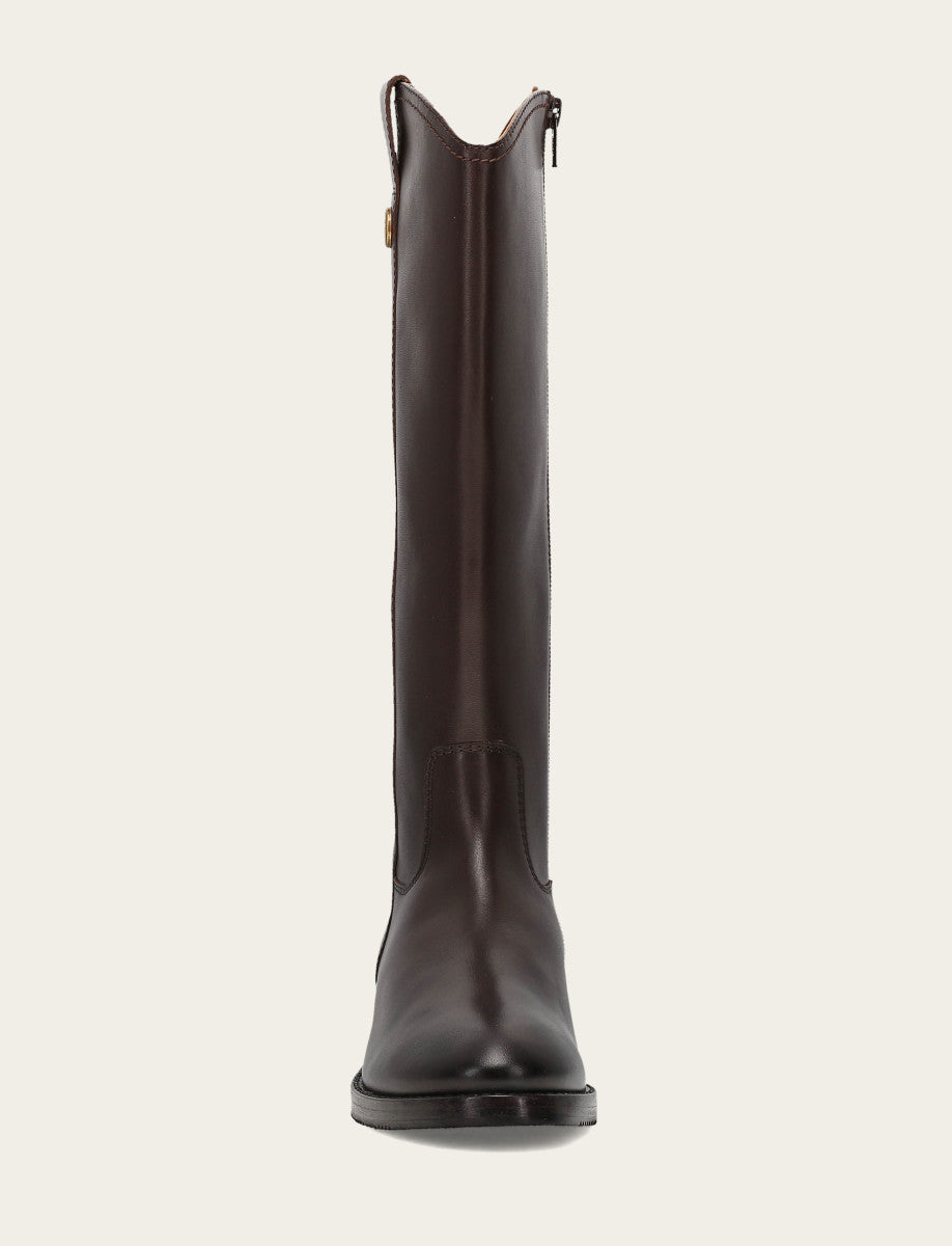 Frye Best Seller - Women's Dark Brown Melissa Button Tall Inside Zip Wide Calf Boot