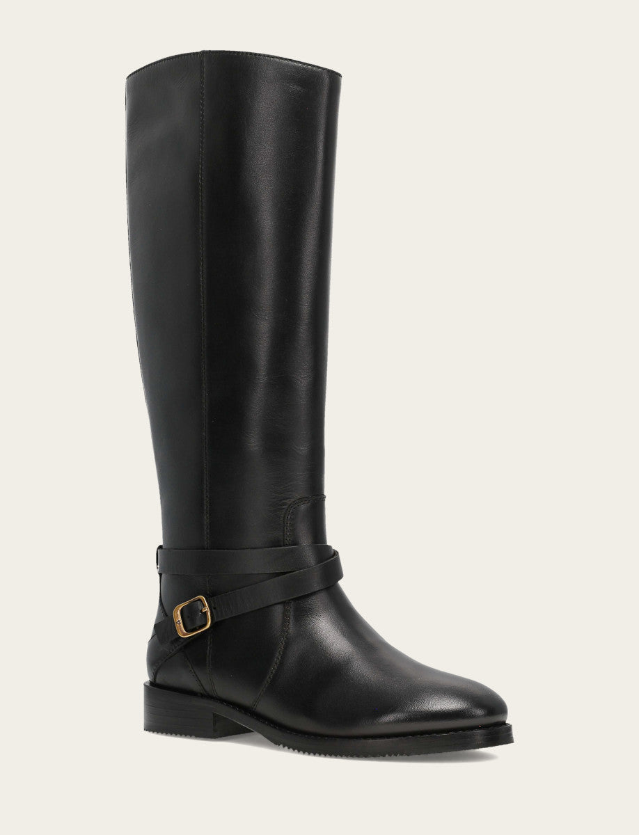 Frye Sale - Women's Black Melissa Belted Riding Wide Calf Boot
