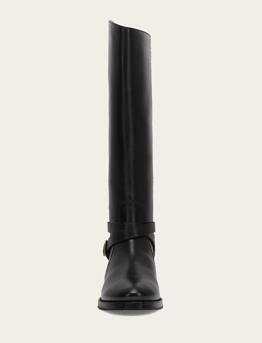 Frye Sale - Women's Black Melissa Belted Riding Wide Calf Boot