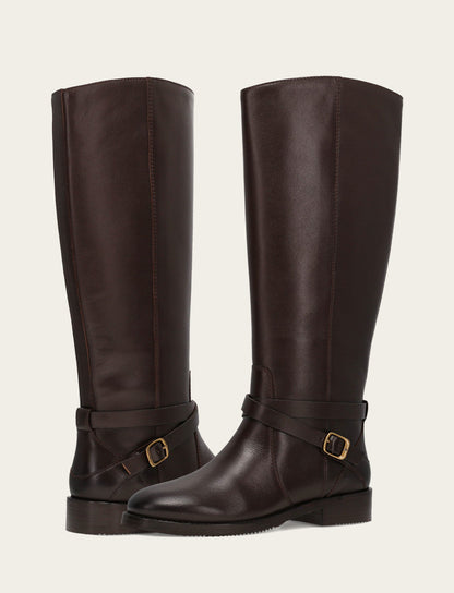Frye Great Value - Women's Dark Brown Melissa Belted Riding Wide Calf Boot