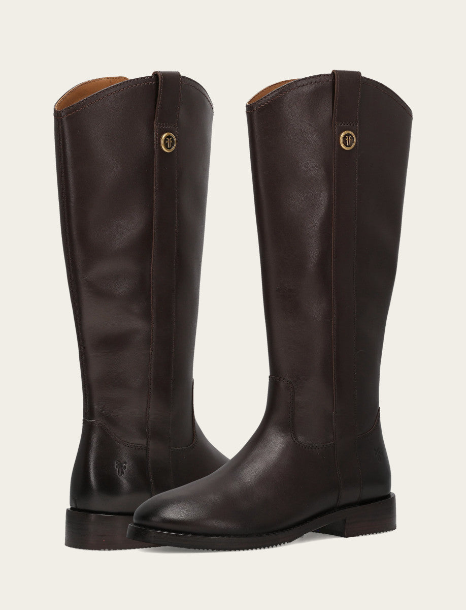 Frye Top Pick - Women's Dark Brown Melissa Button Tall Inside Zip Boot