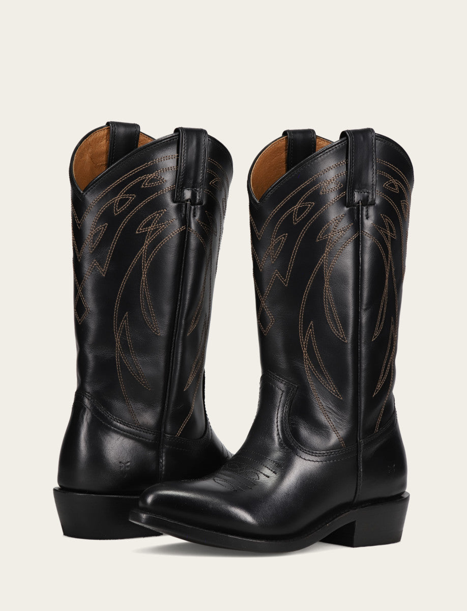 Frye Deals - Women's Black Billy Pull On Deco Stitch Boots