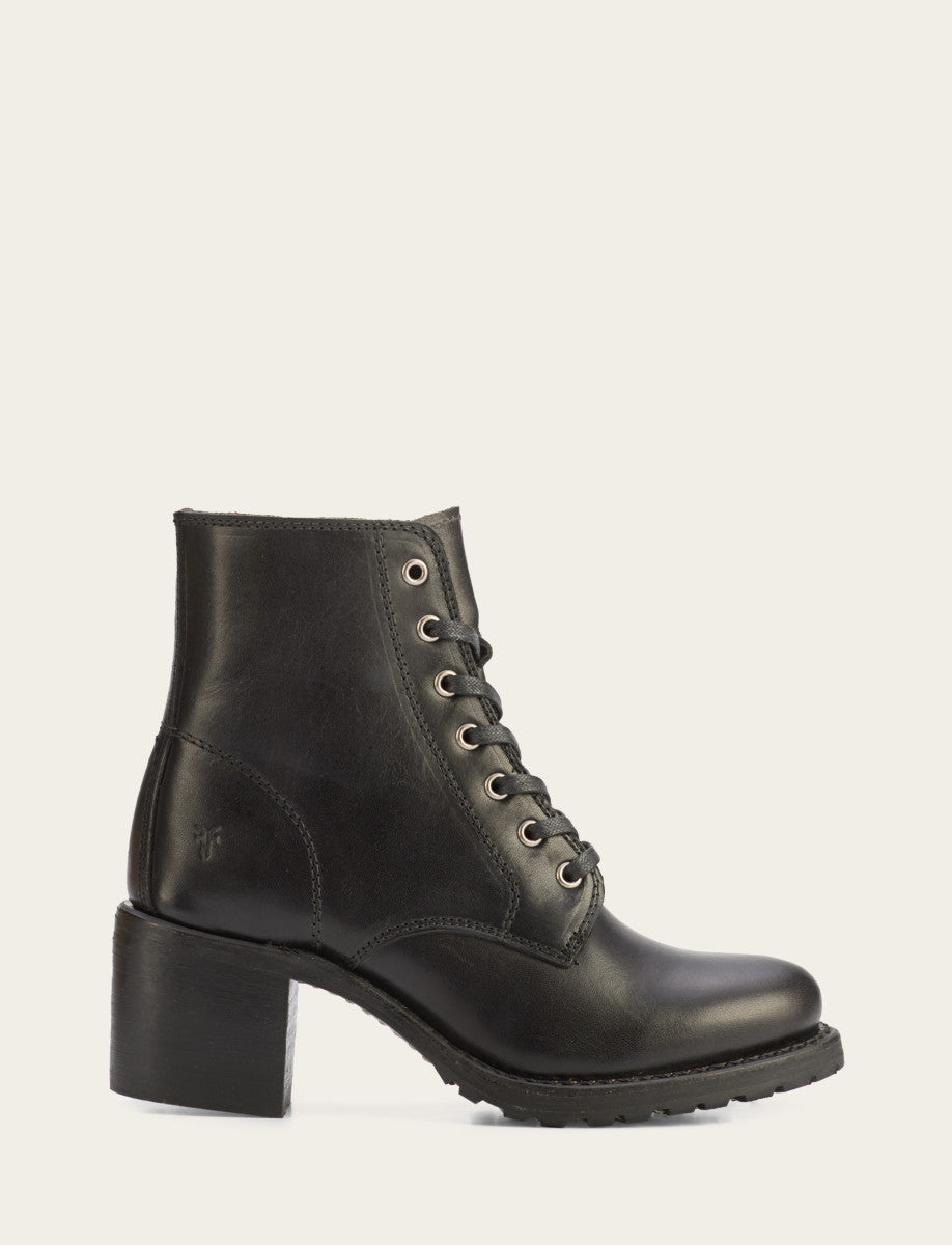 Frye Sale - Women's Black Sabrina 6G Lace Up Boots
