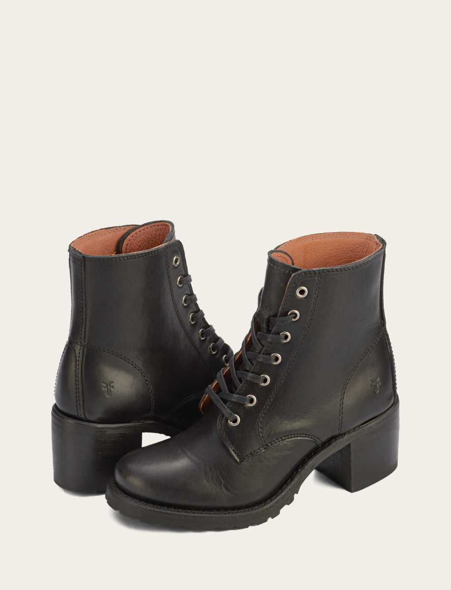 Frye Sale - Women's Black Sabrina 6G Lace Up Boots