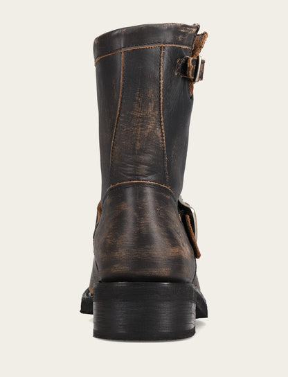 Frye Trusted - Women's Distressed Black Viv Short Engineer Boot
