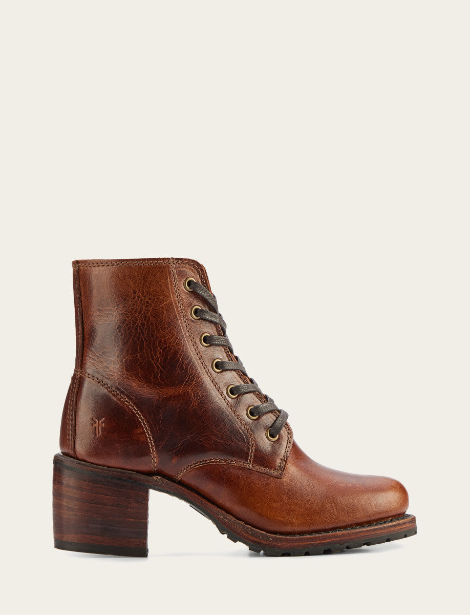 Frye Discount - Women's Cognac Sabrina 6G Lace Up Boots