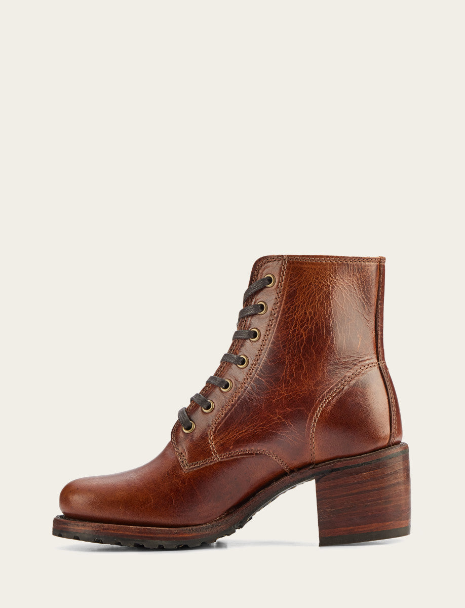 Frye Discount - Women's Cognac Sabrina 6G Lace Up Boots