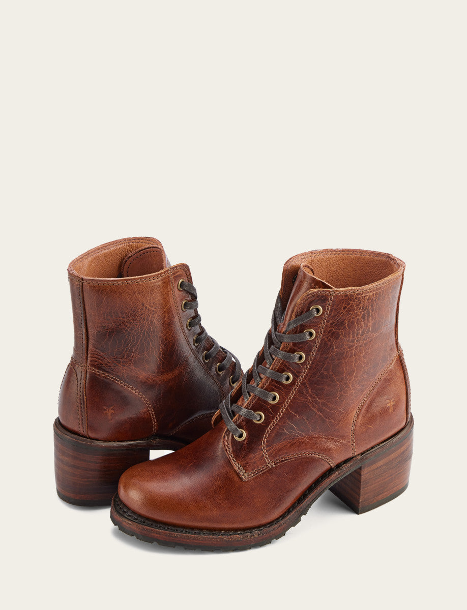 Frye Discount - Women's Cognac Sabrina 6G Lace Up Boots