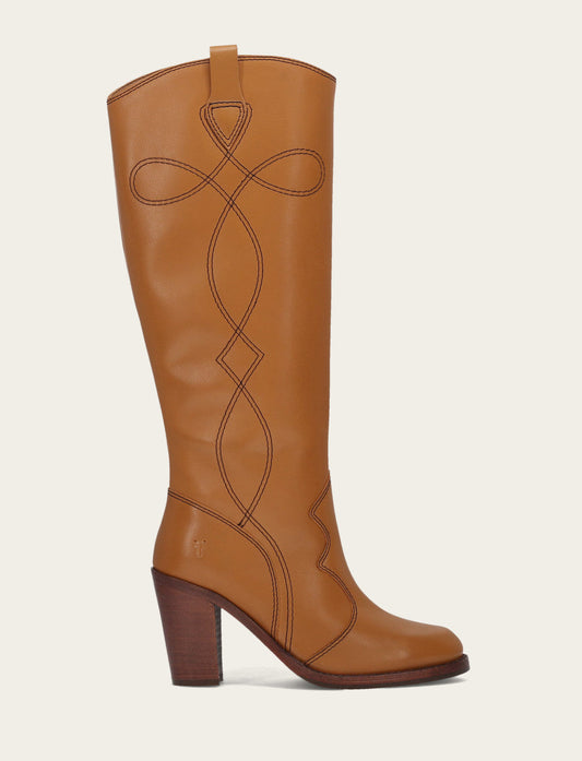 Frye Trending - Women’s Caramel Corinne Deco Stitch Tall Boots