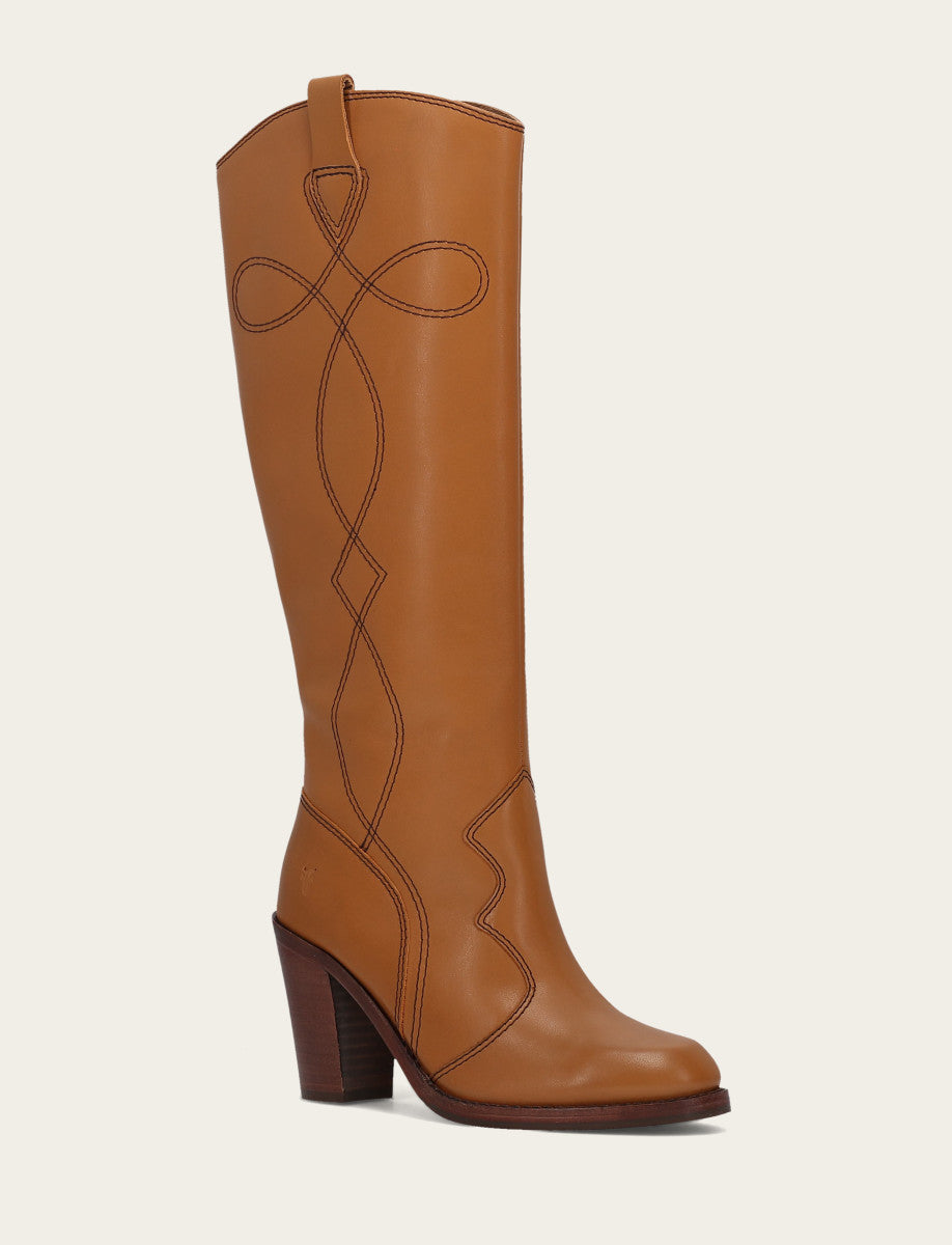 Frye Trending - Women’s Caramel Corinne Deco Stitch Tall Boots