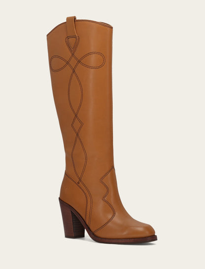 Frye Trending - Women’s Caramel Corinne Deco Stitch Tall Boots
