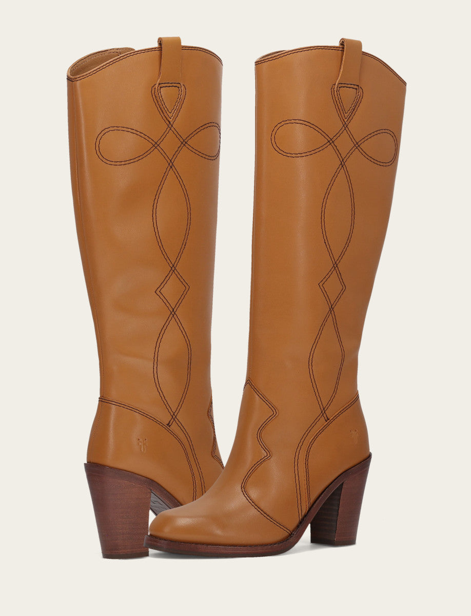 Frye Trending - Women’s Caramel Corinne Deco Stitch Tall Boots