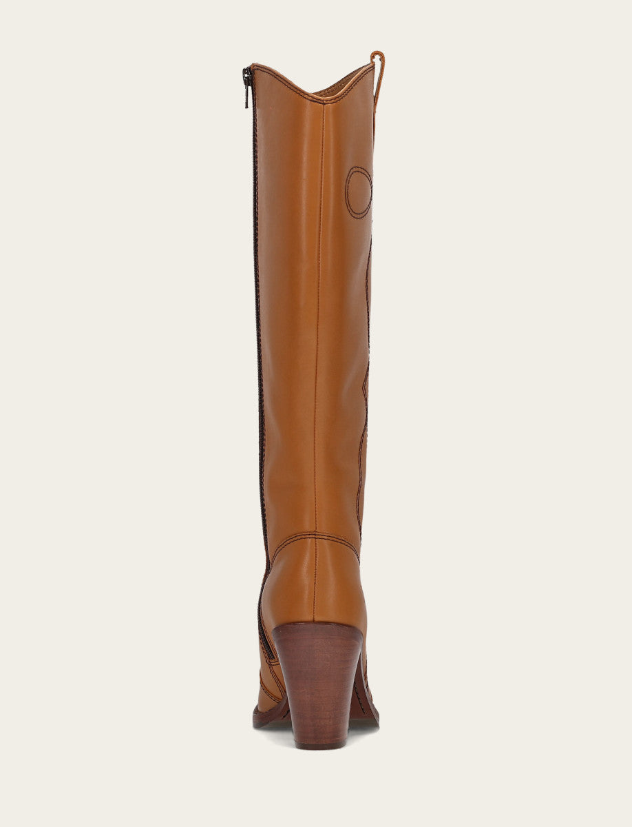 Frye Trending - Women’s Caramel Corinne Deco Stitch Tall Boots
