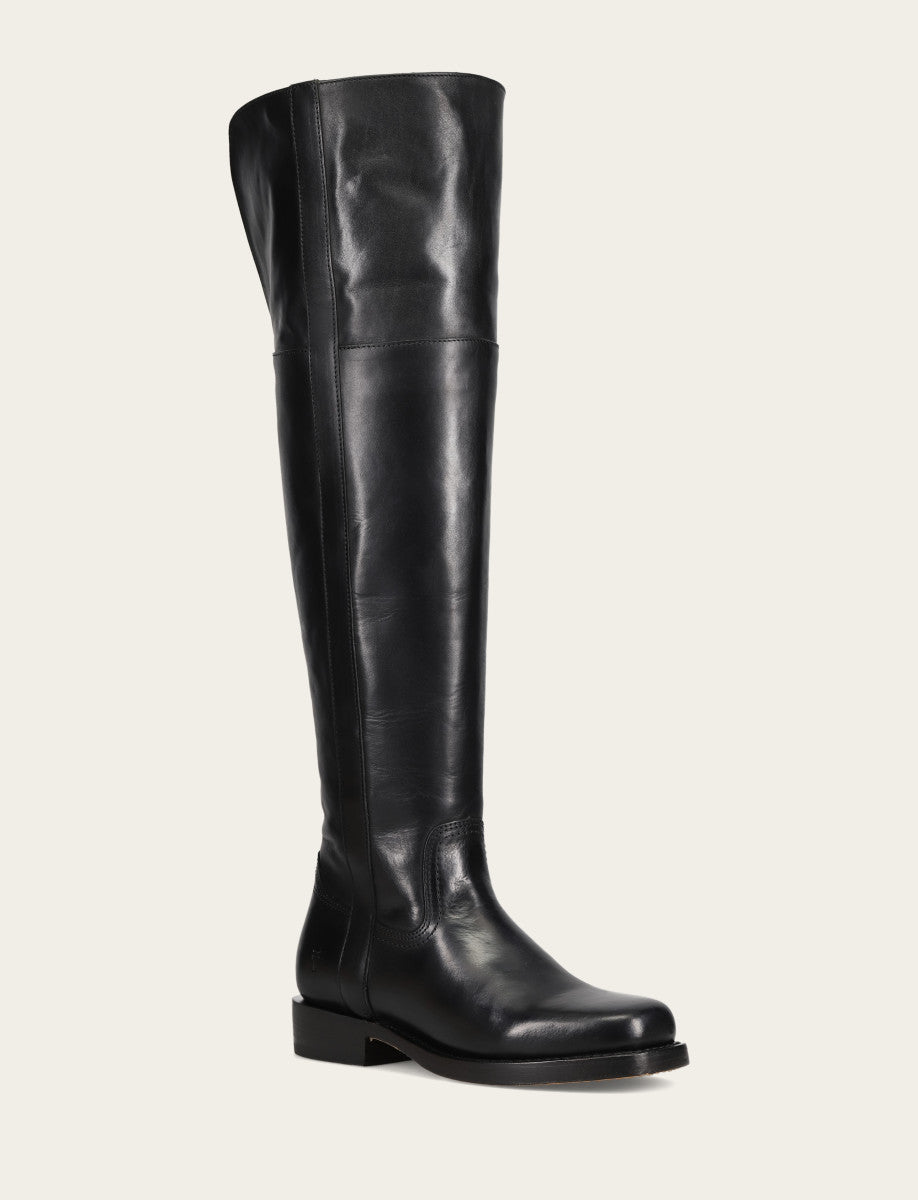 Frye Popular - Women's Black Campus Low Heel Over The Knee Boot