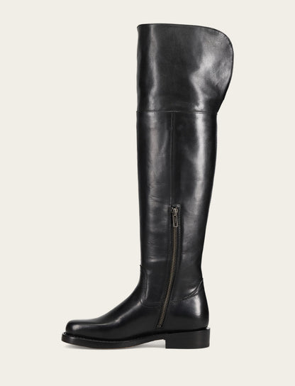 Frye Popular - Women's Black Campus Low Heel Over The Knee Boot