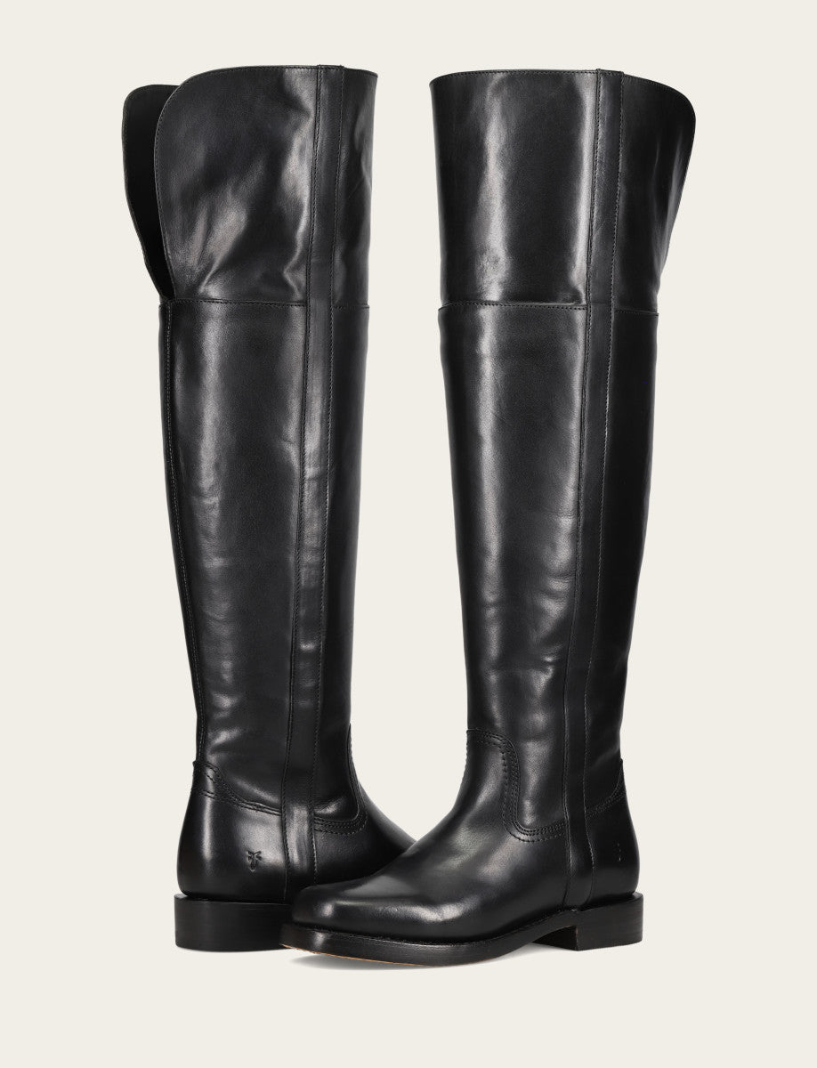 Frye Popular - Women's Black Campus Low Heel Over The Knee Boot