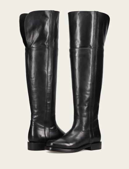 Frye Popular - Women's Black Campus Low Heel Over The Knee Boot