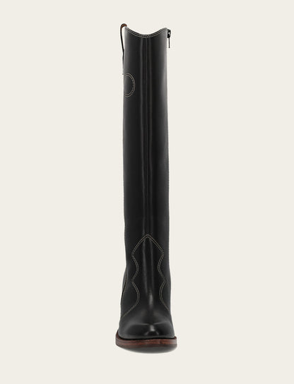 Frye Popular - Women's Black Corinne Tall Deco Stitch Boot