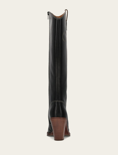 Frye Popular - Women's Black Corinne Tall Deco Stitch Boot