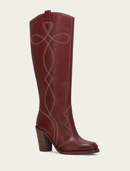 Frye Premium - Women's Cranberry Corinne Tall Deco Stitch Boot