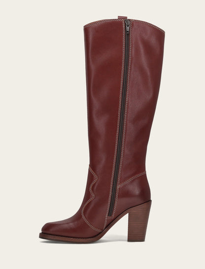 Frye Premium - Women's Cranberry Corinne Tall Deco Stitch Boot