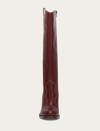 Frye Premium - Women's Cranberry Corinne Tall Deco Stitch Boot