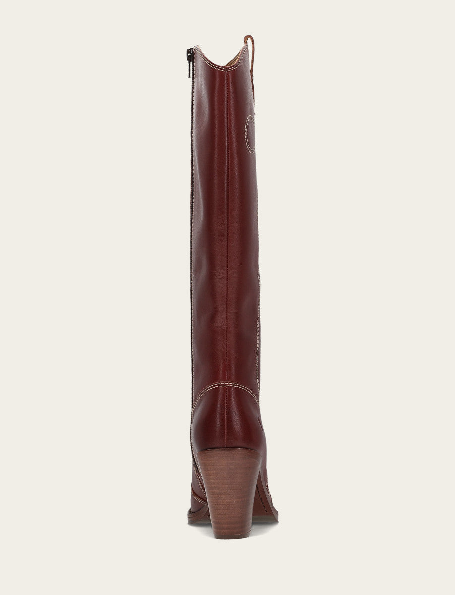 Frye Premium - Women's Cranberry Corinne Tall Deco Stitch Boot