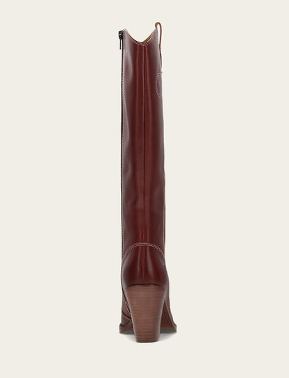 Frye Premium - Women's Cranberry Corinne Tall Deco Stitch Boot