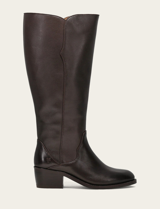 Frye Trending - Women's Dark Brown Carson 2 Piping Tall Wide Calf Boot