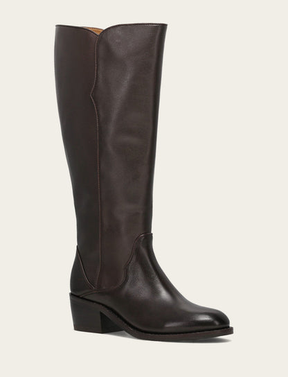 Frye Trending - Women's Dark Brown Carson 2 Piping Tall Wide Calf Boot